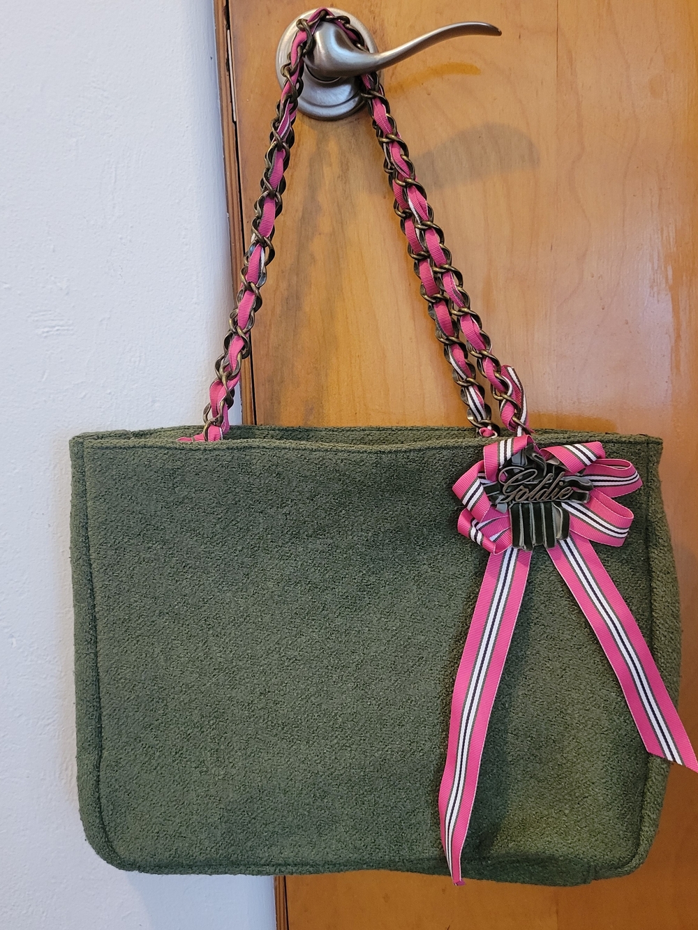 Goldie Limited Edition Tote with Pink Ribbon Detail